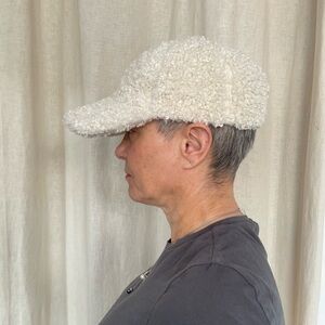 Cool Textured Bouclé Baseball Cap - Cream